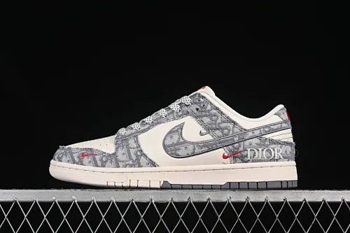 All categories Nk SB Dunk Series Nk SB Dunk Low High-end customized low-top sneakers Nike SB Dunk Low Dior series Fabric gray hook Anniversary high-end customized low-top casual sneakers SJ2558-013
